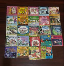 Vintage Disney Read-Along Book and Record Set Lot