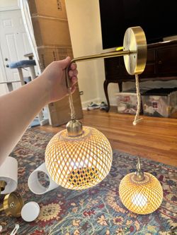 Two Woven Sconces, battery powered