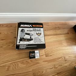 NuMax Pneumatic 16-Gauge 2-1/2 in. Straight Finish Nailer + 1 Box Paslode  16 GA  2-1/2” straight  galvanized finish nails, 2000pc.