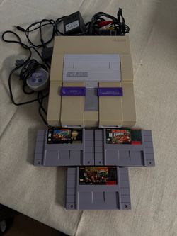 Super Nintendo SNES Console Bundle with 3 Games