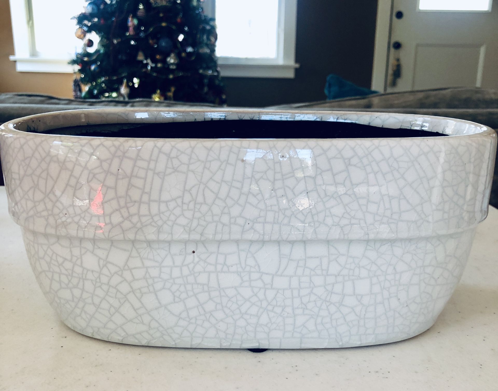Crackle Oval Planter Pot