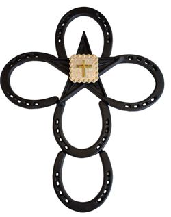 Metal Horseshoe Wall Cross