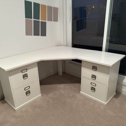 Pottery Barn 3-Piece Corner Desk Set - Dutch White