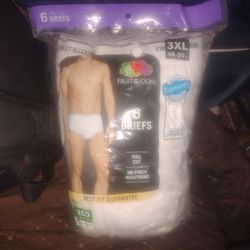 Fruit of the Loom Mens White Tag Free Cotton Briefs Underwear 6 Pack Size 3XL