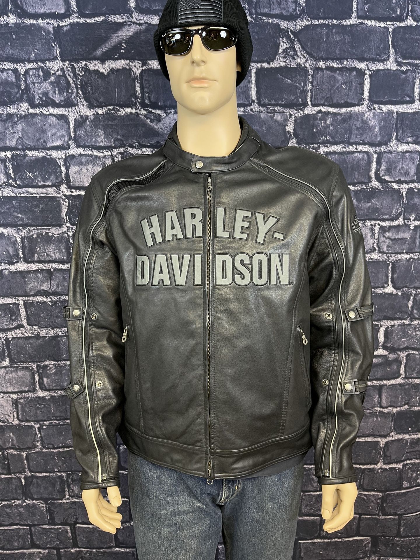 Harley Davidson Men's ACCELERATOR Leather Jacket Switchback 2in1 2XL 97147-10VM