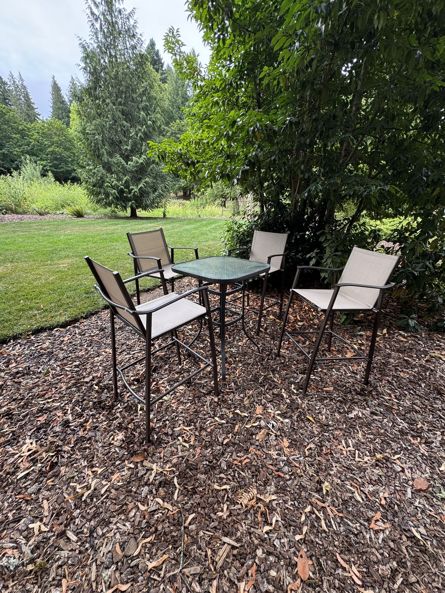 Bar Height Table And Four Barstools.