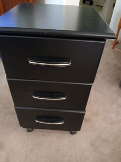 Black unit on wheels, 27 tall 15 1/2 wide $25.00