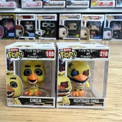 2 BITTY Chica Chicken Five Nights Freddy's 1" Funko Pops #108 Nightmare 216 5NAF