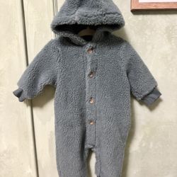 Carter’s little planet Cozy Gray Hooded Kids One Piece
