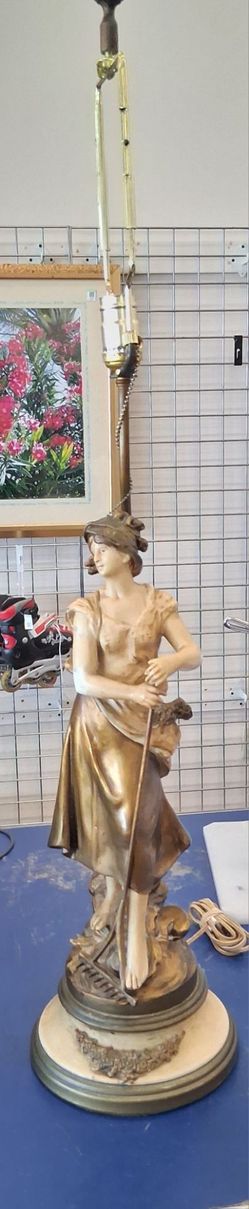 French L&F Moreau Signed Figural Lamp