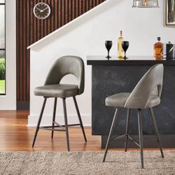 2 New Swivel Counter Height Stools - Gray Or Black