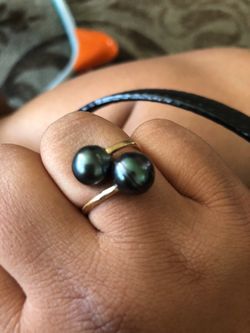 Tahitian black pearl, gold filled 14k