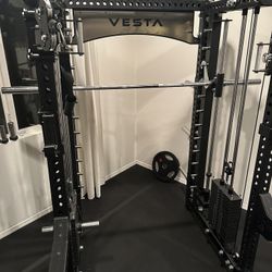 Vesta Fitness PRO SERIES Ultimate Half Rack Functional Trainer w/Smith Machine Bar | 320lb Stack | Gym Equipment | Fitness | Commercial | Squat Rack 
