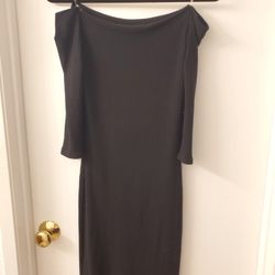 Cute Shoulder Hang Black Soft Dress