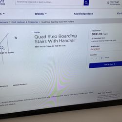 Boat Dock Quad Step Boarding Stairs 3 4 Steps Handrail TODD Marine Tod 93-2336 White New MSRP $950