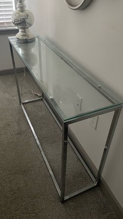 Glass Top Chrome Console Table