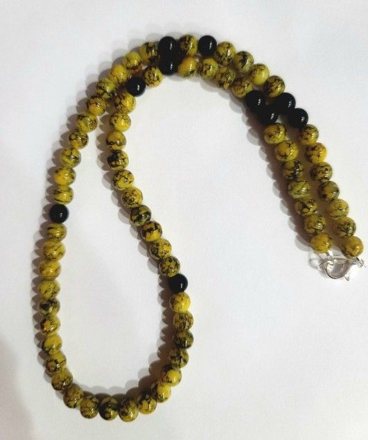 UNISEX 18"KOMBABA JASPER MARBLEIZED BEADED CHOKER DESIGNER ORIGINAL NECKLACE