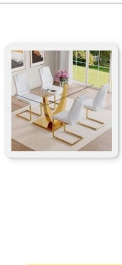 GLASS DINING TABLE WITH 4 CHAIRS