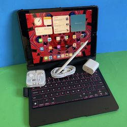 Apple IPad 9th Generation (10.2” Retina /Touch ID /IOS 26/ 2021 Model) 64GB with Pen, Keyboard  & Accessories