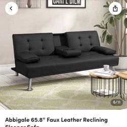 Leather Reclining Sleeper Sofa