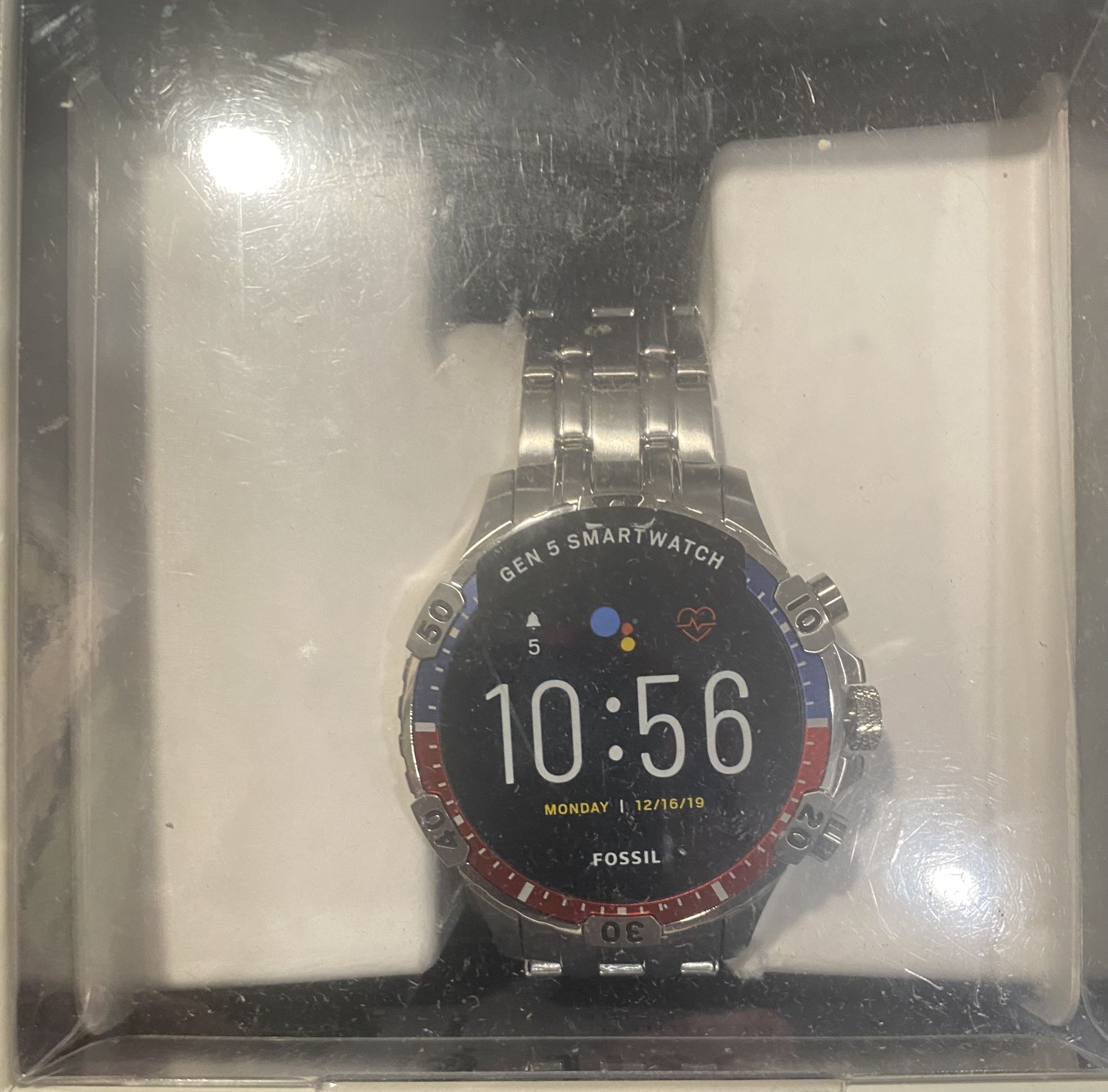 Men's Fossil Garrett HR FTW4040 Silver HR Gen 46mm Stainless