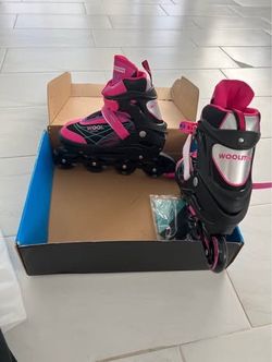 Woolitime Sports Adjustable Roller Blades for Girls Boys Kids with Featuring All Illuminating Wheels