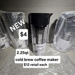 New 2.25 Qt Cold Brew Coffee Maker $12+tax Retail 