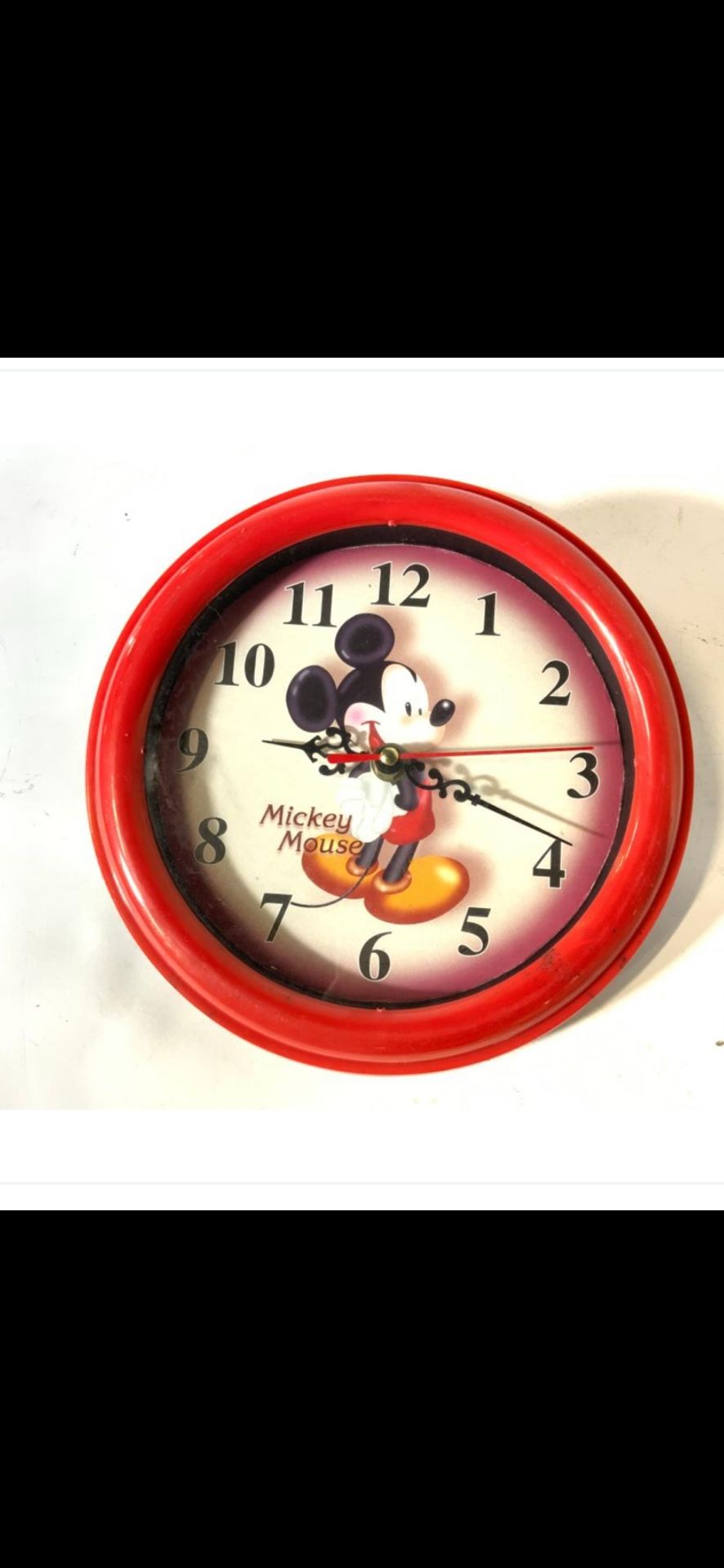 Vintage Mickey Mouse Wall Clock - Classic Red Frame