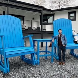 Oversized Pair Of Blue Rocking Chairs Over 9ft Tall (JUST SOLD)