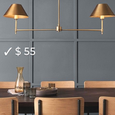 Brand New Brand New Threshold Metal Two Arm Shaded Chandelier Ceiling Light Brass