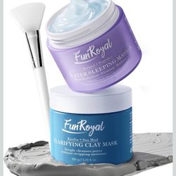 Glow-Boosting Face Masks Skincare Set – Deep Detox Clay Mask for Clear Pores, Blackheads and Excess Oil, Hydrating Overnight Face Mask with 10% Hydrol