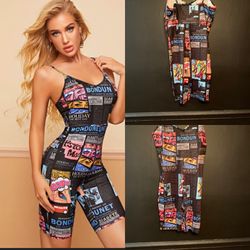 Newspaper pop art sexy body suit