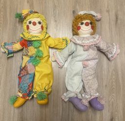 Pair of Vintage Handmade Clowns 24”