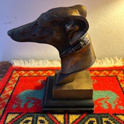 BUSTO DE CABEZA DE PERRO DE BRONCE DE 9 PLGS