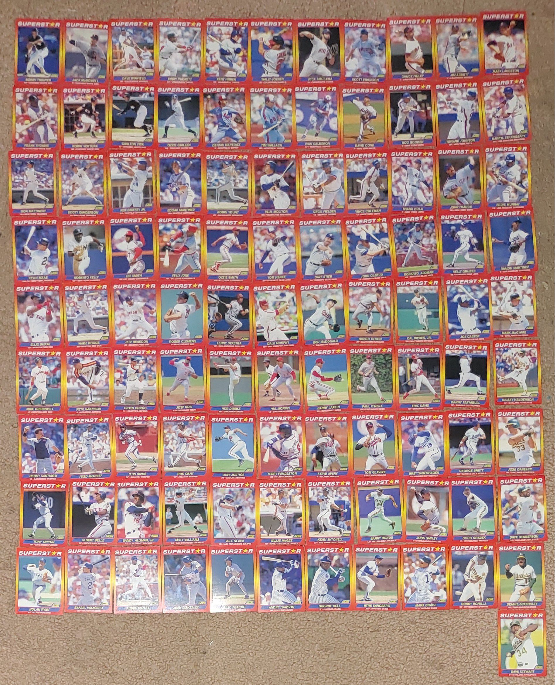 100 TOTAL 1992 SCORE SUPERSTAR BASEBALL CARDS