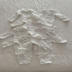 Carter's White Long Sleeve Bodysuits set of 8 in Preemie size