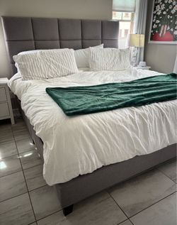 King size bed frame, mattress not included
