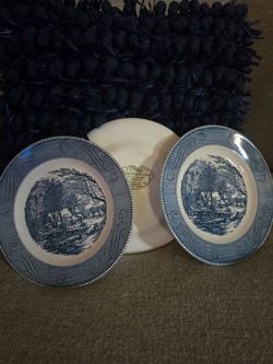 Currier & Ives "The Old Grist Mill" Plates Set of 3