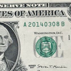March 8 2014 Bday/Anniversary Serial Number $1 Dollar Bill