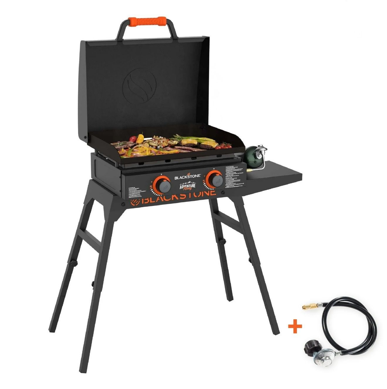 Blackstone Adventure Ready Outdoor Griddle, 2-Burner 22" Propane Flat Top Grill with Stand, Black