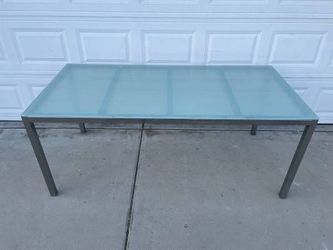 Stainless Steel Frame Table with Thick Glass Top