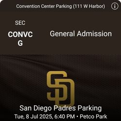 Padres Parking Pass 7/8 vs Dbacks 