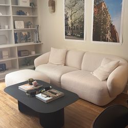 White Castlrey Couch With Ottoman