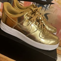 Nike Air Force One “Liquid Metal - Gold” Size 12.5