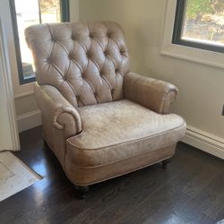 Ethan Allen Genuine Leather Distress Brown Chair