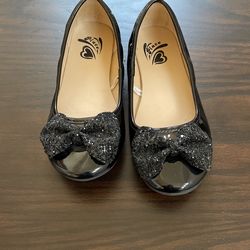 Girls Flats, Black Shoes. Size 1