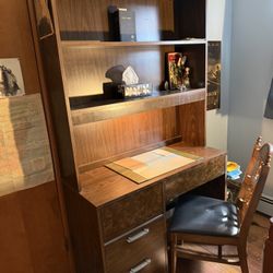 Desk With Shelving and Built-in Reading Light