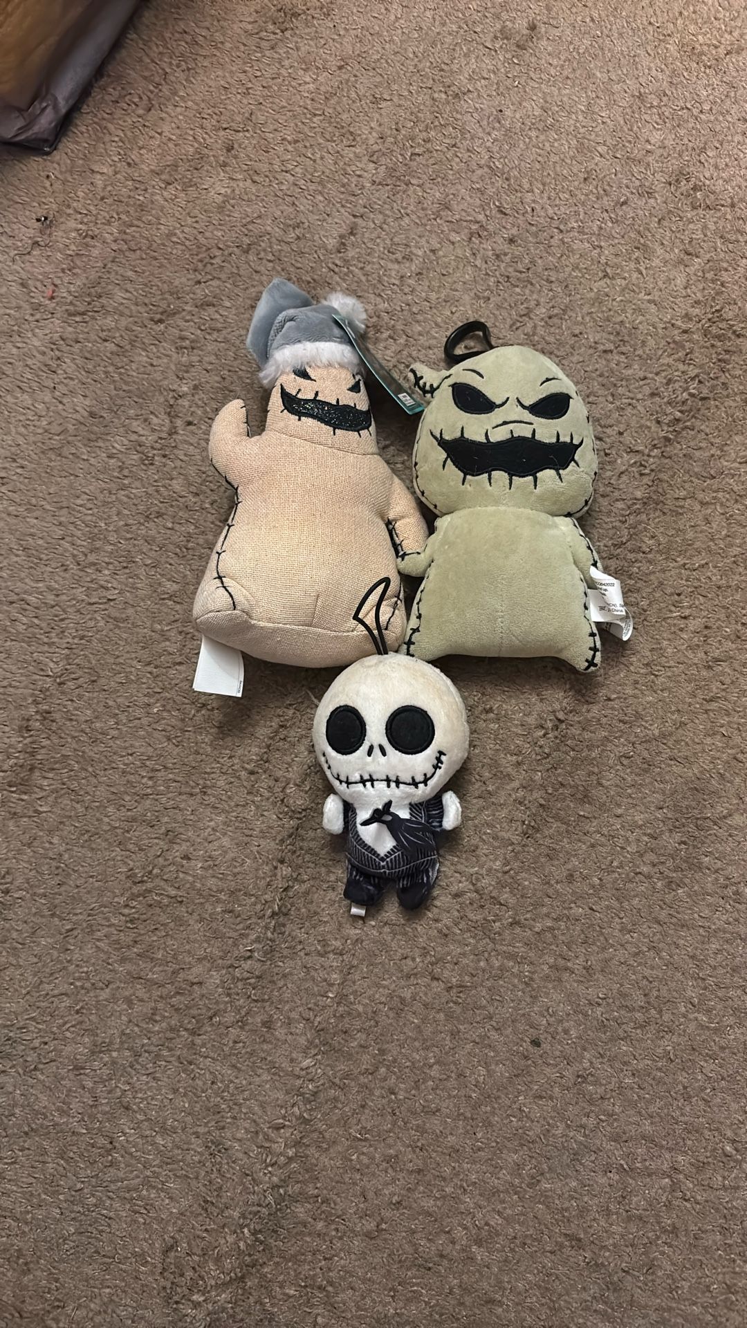 Nightmare before Christmas, Jack, Skellington and Oogie boogie stuffed animals