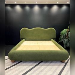 Modern Queen size bed frame Olive color
