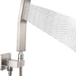Brass Hand Held Shower Head, Luxury High Pressure Shower Kit with Wall Connector and Hose Set, for Bathroom Showering System Contemporary Square Style